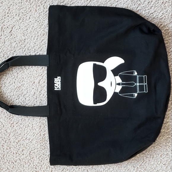 NWT Karl Lagerfeld Tote Bag Karl Lagerfeld Motif on Front AND Back! Tote Bag - Picture 4 of 16